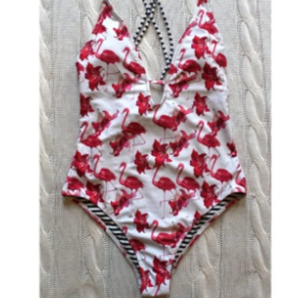 CUPSHE PINK Flamingo One Piece Swimsuit -  Size Large - Picture 1 of 3